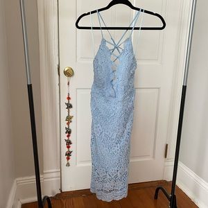 Blue Lacey Semi Formal Midi Dress